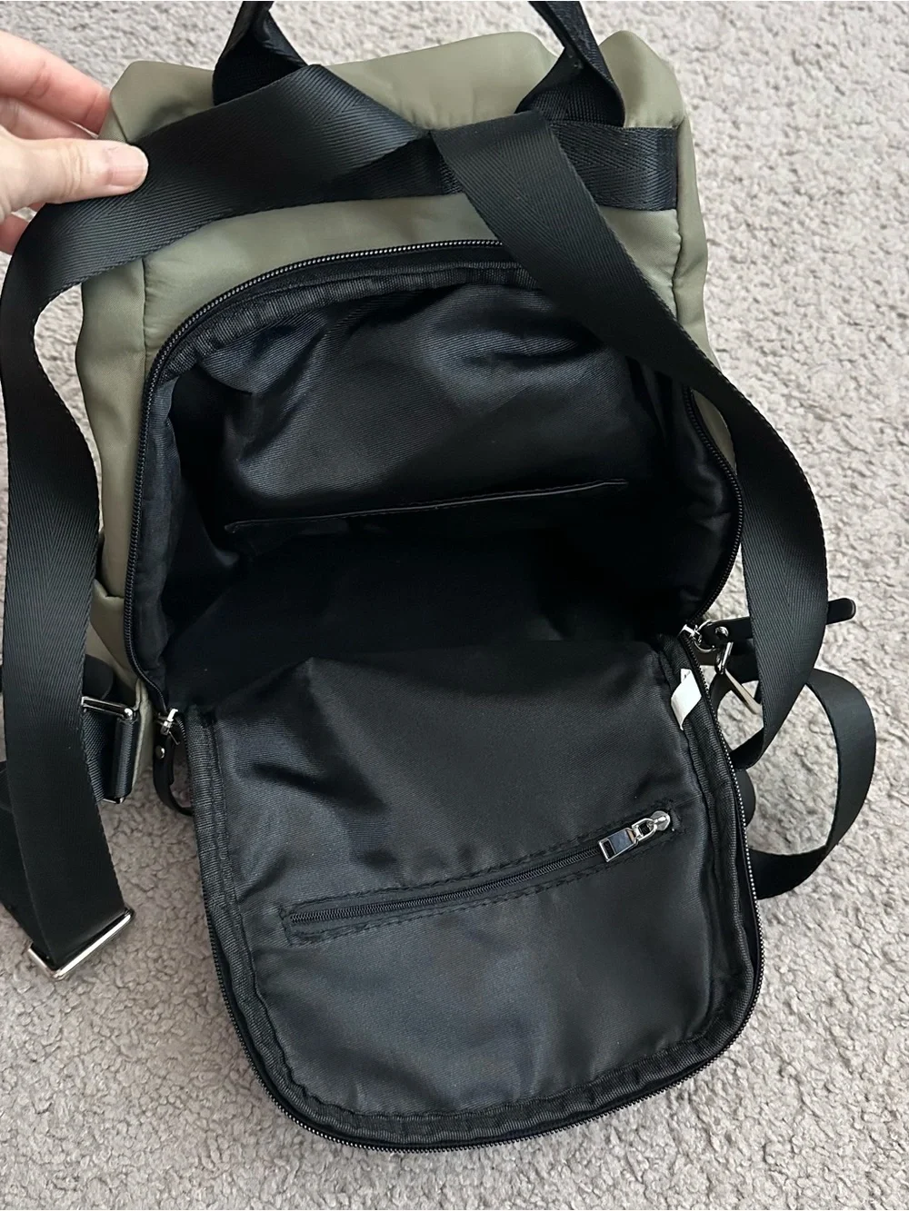 Olive Green Mini Nylon Backpack